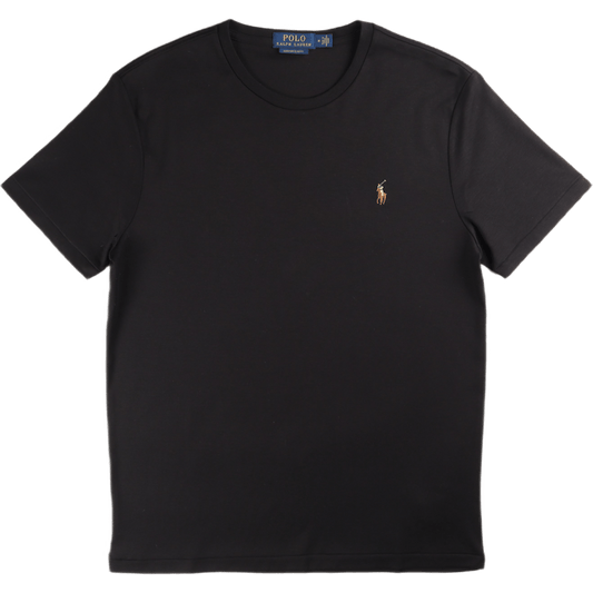 Anpassad Slim Fit Mjuk Bomulls-T-shirt Svart