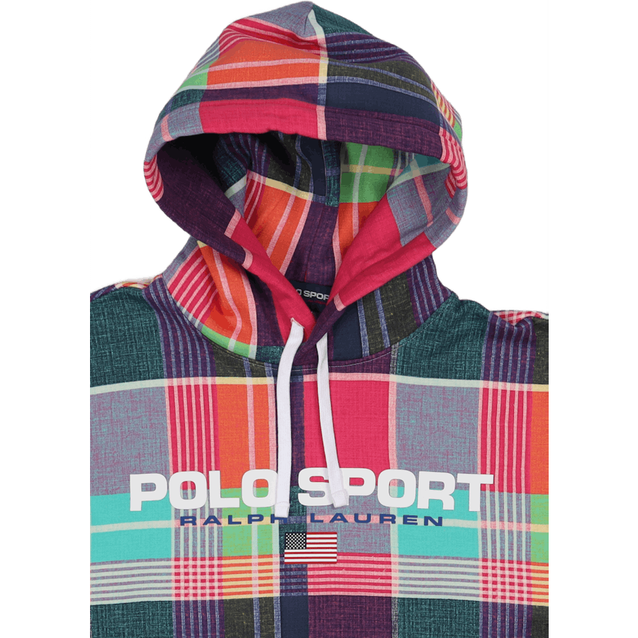 Polo Sport Madras-Print Hoodie Madras Print Rosa Multifärgad
