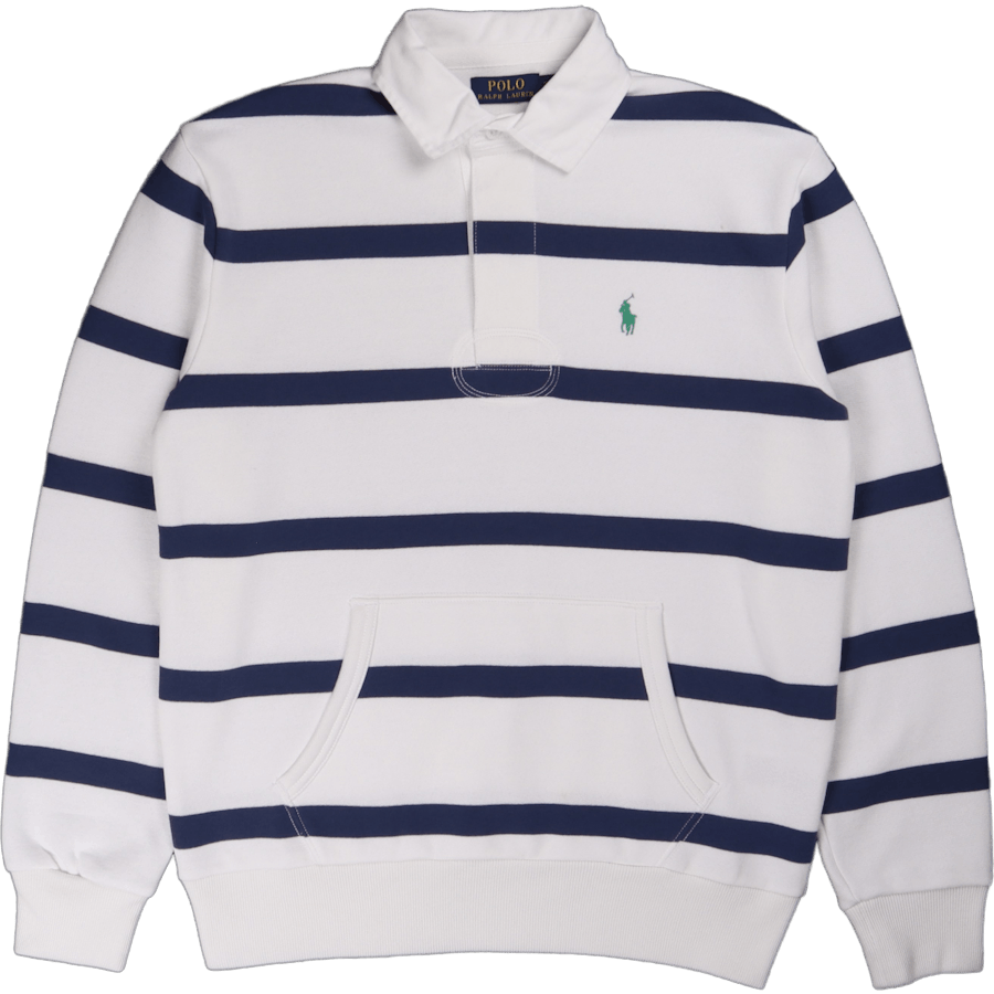 RL Fleece Randig Rugby Vit/Ljus Marinblå