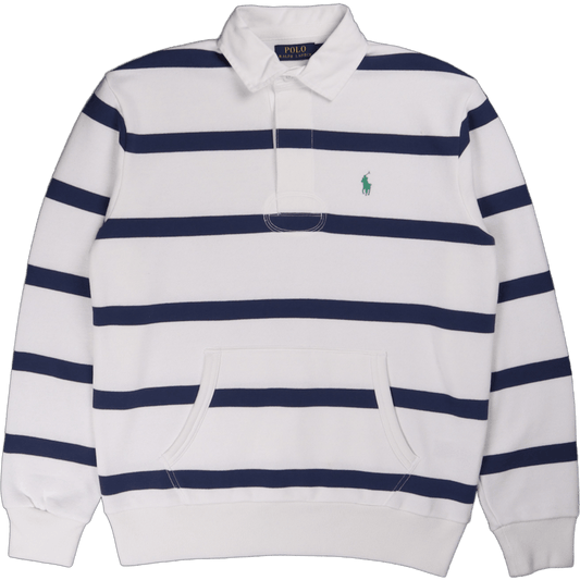 RL Fleece Randig Rugby Vit/Ljus Marinblå