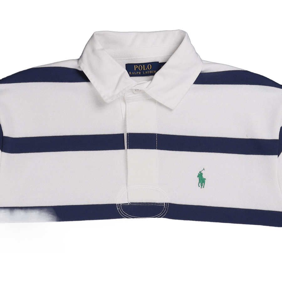 RL Fleece Randig Rugby Vit/Ljus Marinblå