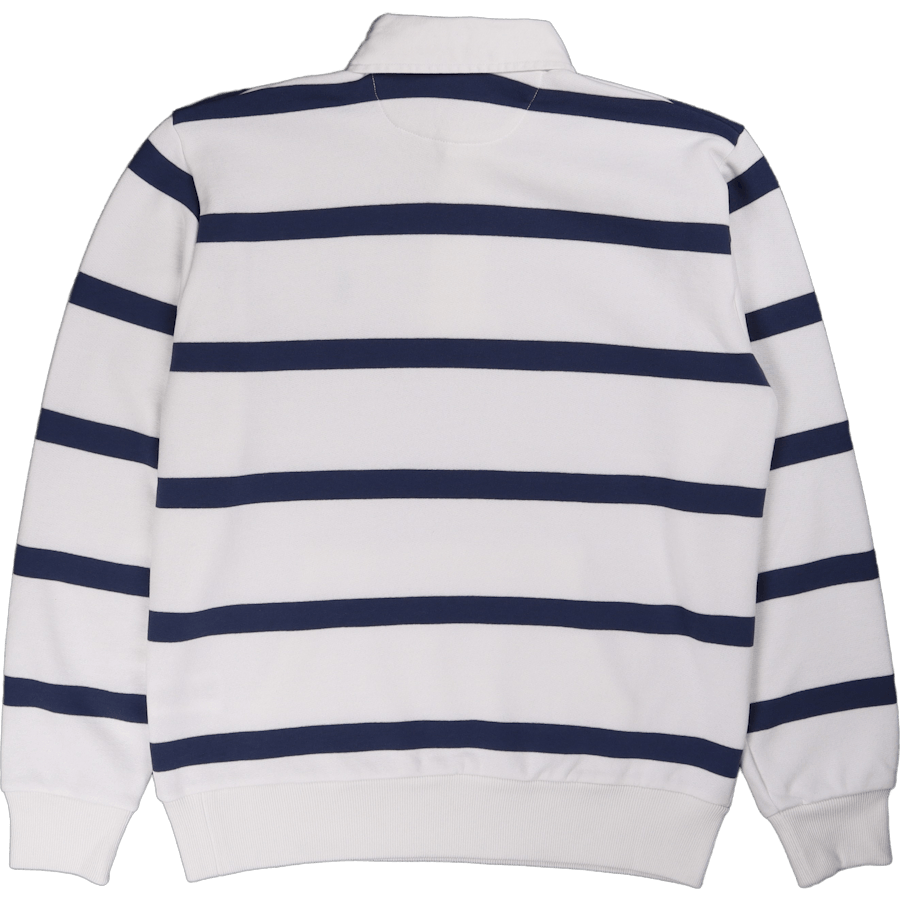 RL Fleece Randig Rugby Vit/Ljus Marinblå