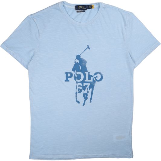 Anpassad Slim Fit Big Pony Logo T-shirt Elite Blå