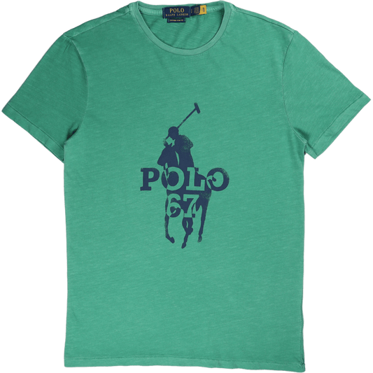 Anpassad Slim Fit Big Pony Logo T-shirt Raft Green