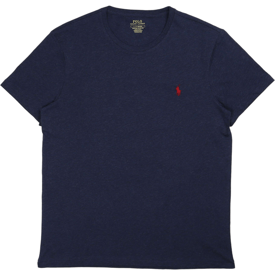 Anpassad Slim Fit Jersey Crewneck T-shirt Vår Marinblå Ljung