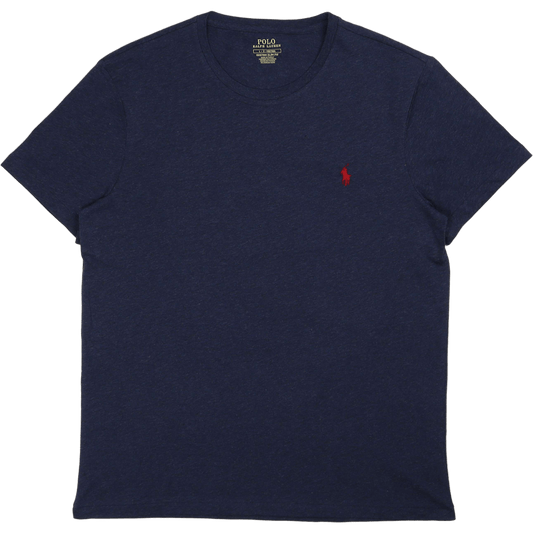 Anpassad Slim Fit Jersey Crewneck T-shirt Vår Marinblå Ljung