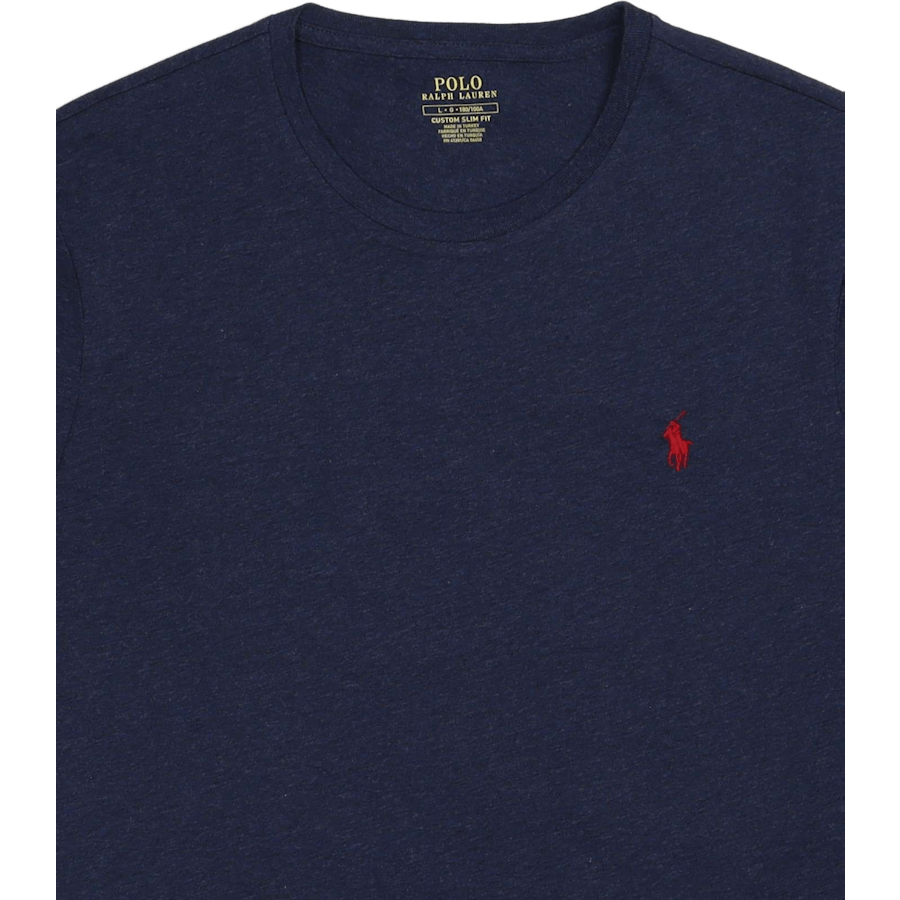 Anpassad Slim Fit Jersey Crewneck T-shirt Vår Marinblå Ljung