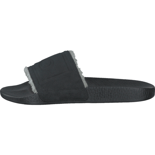 Faux Shearling–Fodrad Mocka Sandaler Svarta