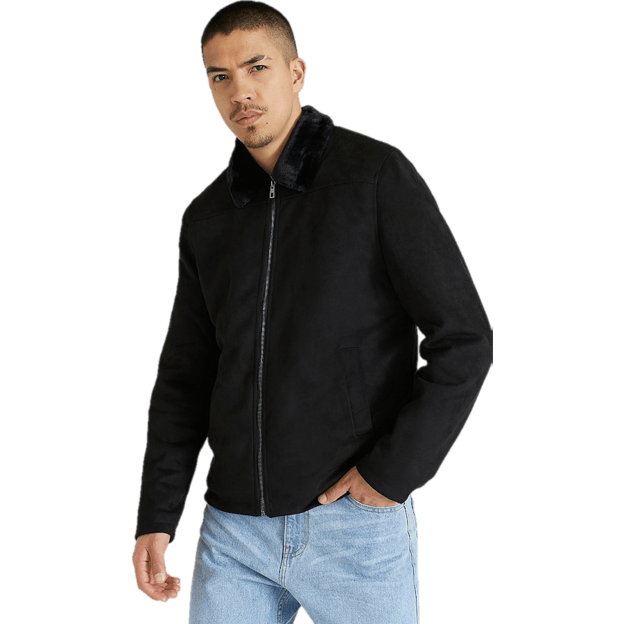 Teddy Fake Suede Jacket Black