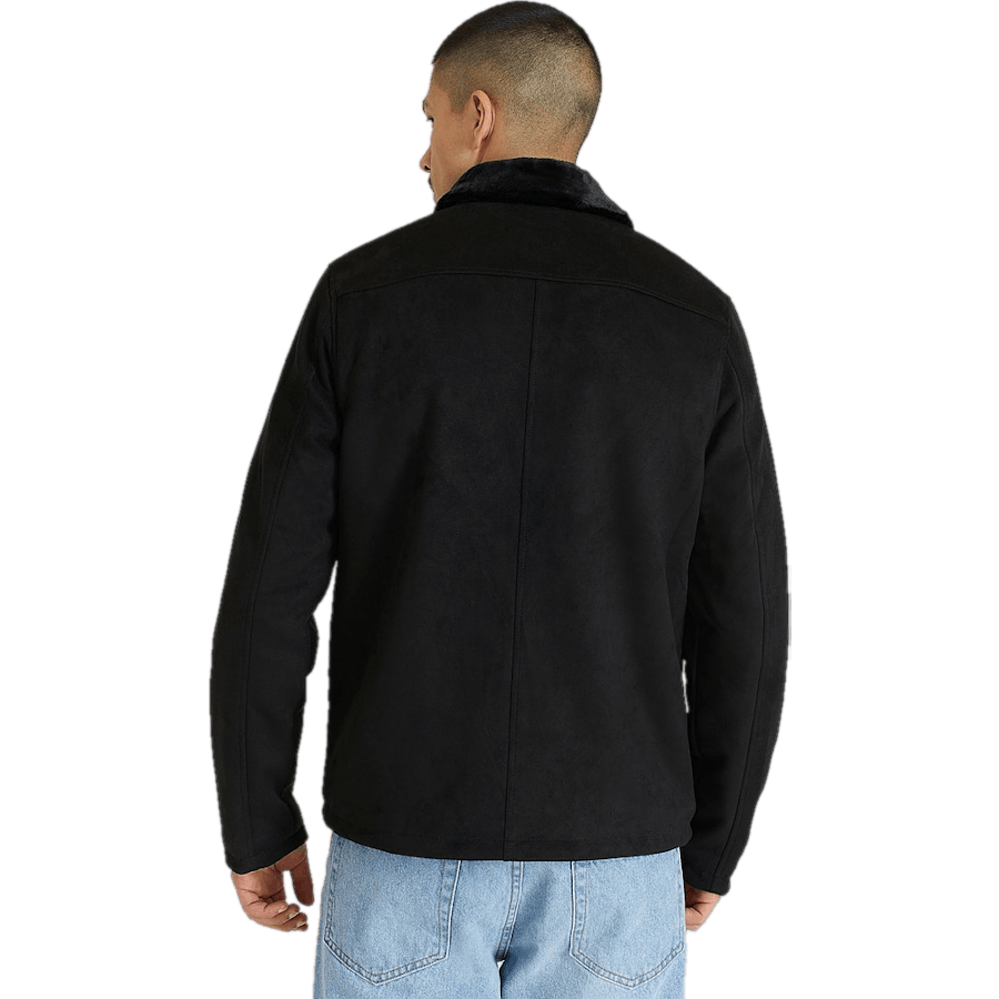 Teddy Fake Suede Jacket Black