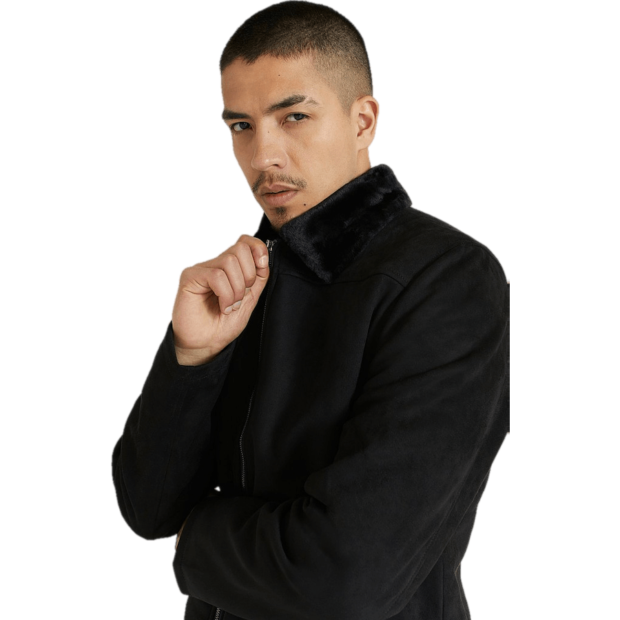 Teddy Fake Suede Jacket Black