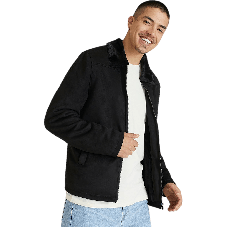 Teddy Fake Suede Jacket Black