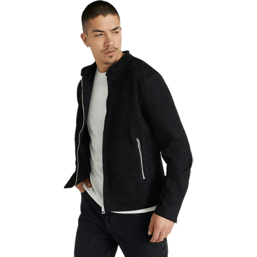 Clean Fake Suede Racer Black