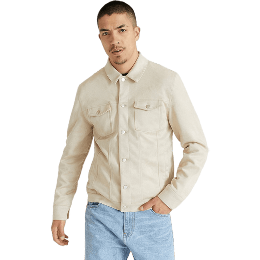 Fake Suede Trucker Jacket Light Sand