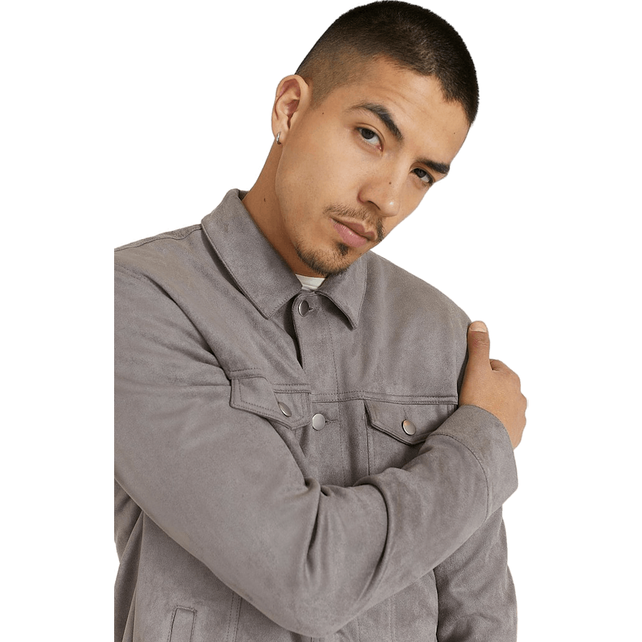 Fake Suede Trucker Jacket Grey