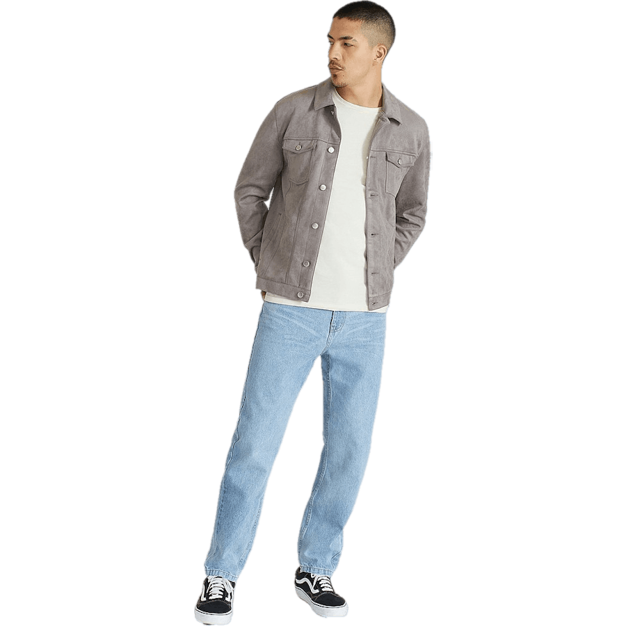 Fake Suede Trucker Jacket Grey