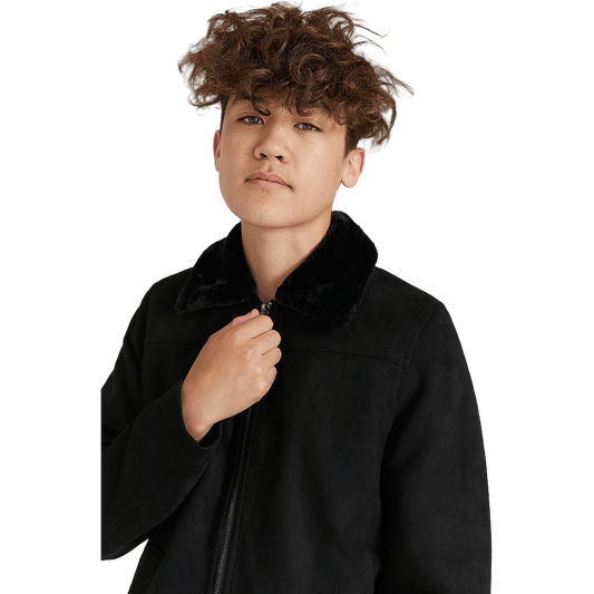 Teddy Fake Suede Jacket Black