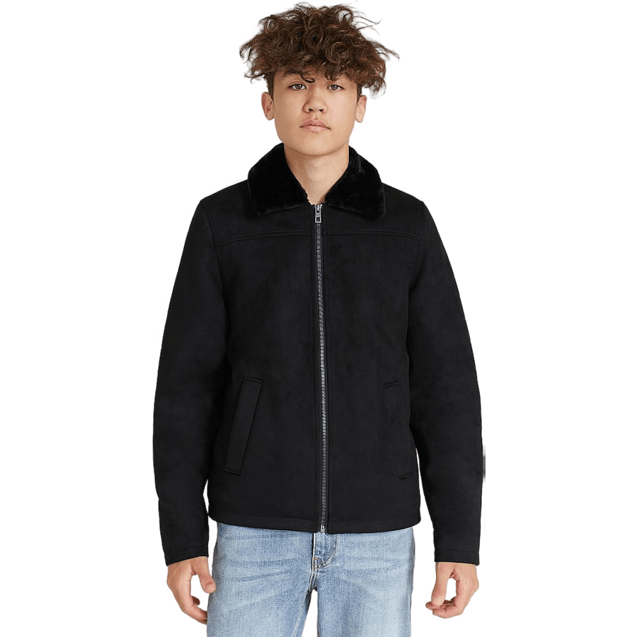 Teddy Fake Suede Jacket Black