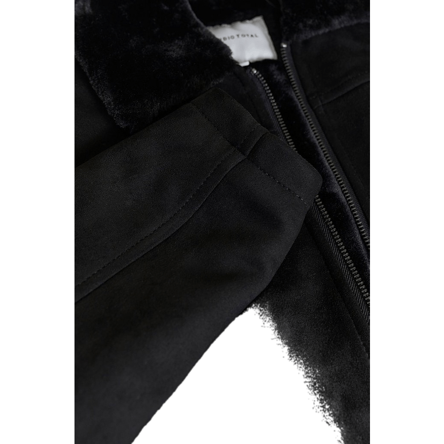 Teddy Fake Suede Jacket Black