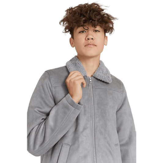 Teddy Fake Suede Jacket Grey