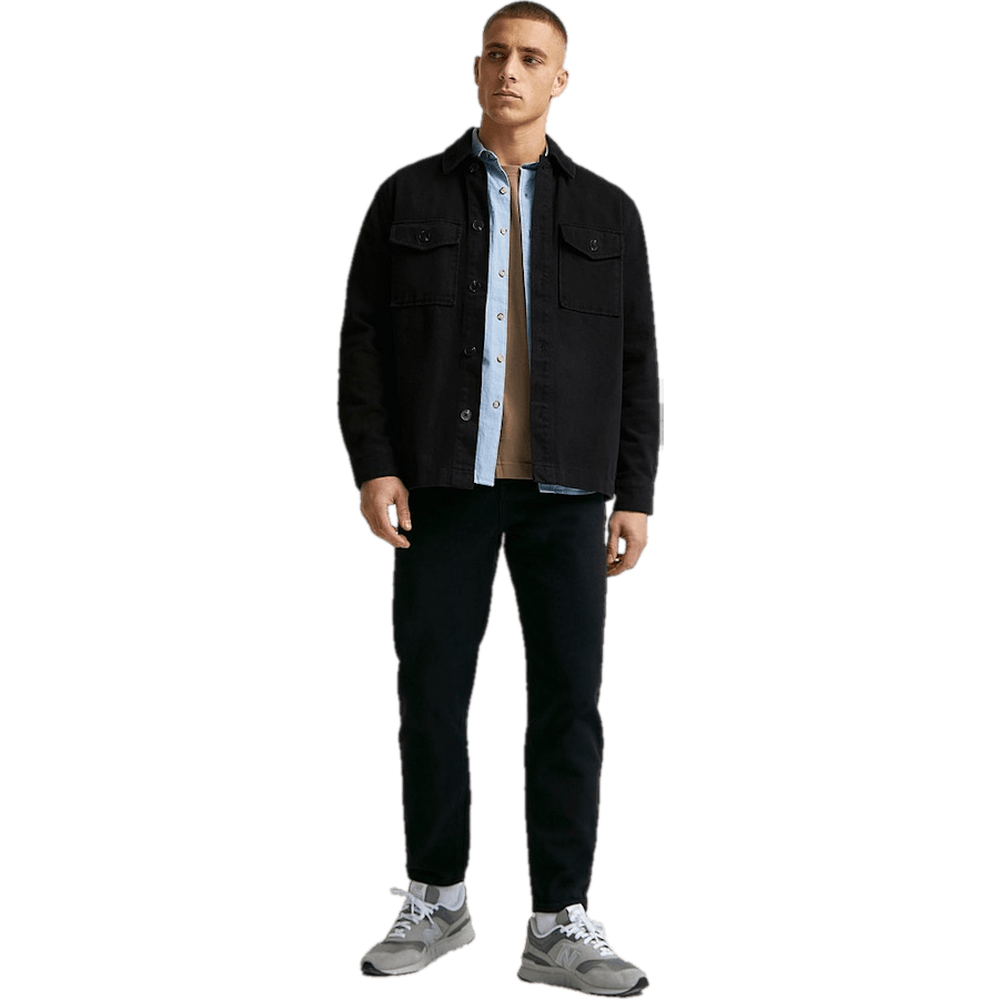 Relaxed Twill Overshirt Black