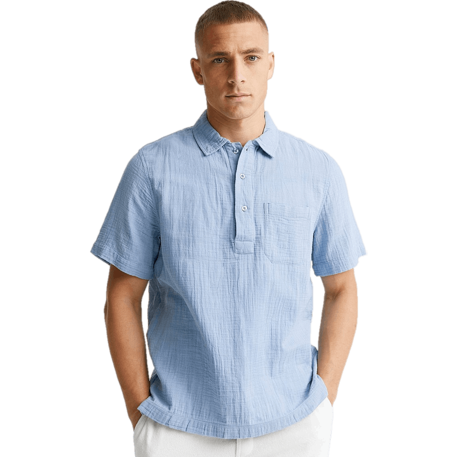 Soft Half Placket Shirt Lt Blue