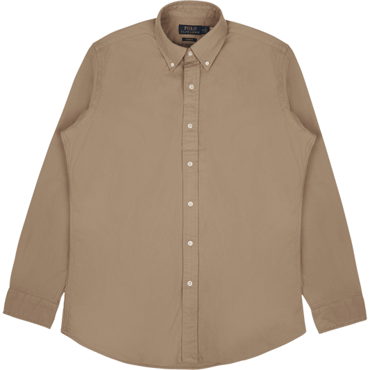 Flanellskjorta med skräddarsydd passform, vintage-khaki