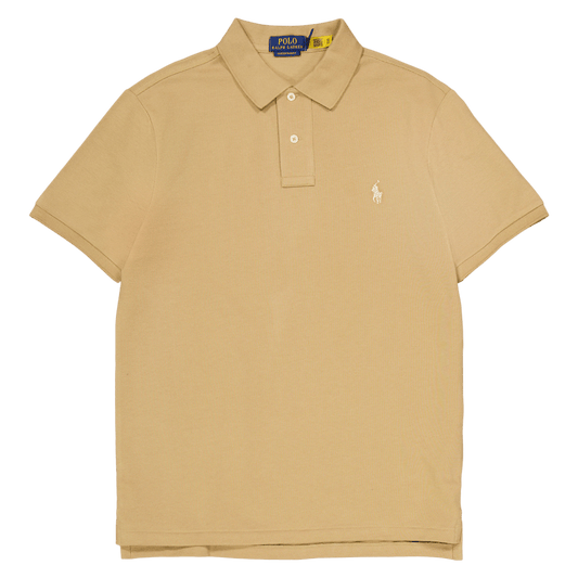 Custom Slim Fit Mesh Polo Shirt Cafe Tan