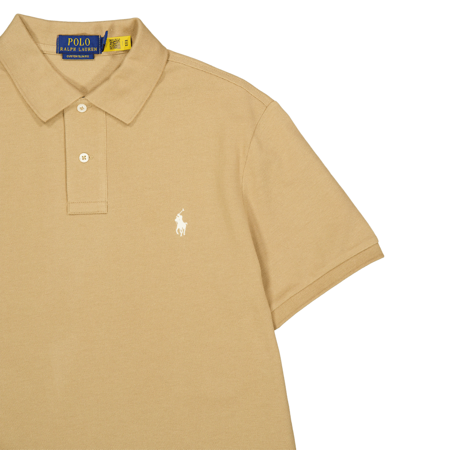 Custom Slim Fit Mesh Polo Shirt Cafe Tan
