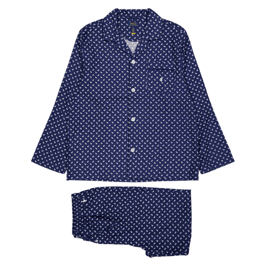 Plaid Flannel Pajama Set Navy Plaid