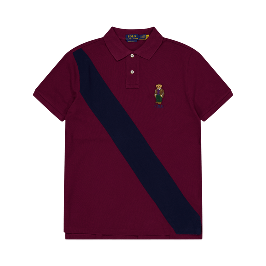 Anpassad Slim Fit Polo Bear Pikétröja Fa23 Cls Vita/Krasa Marinblå Hjärtbjörn