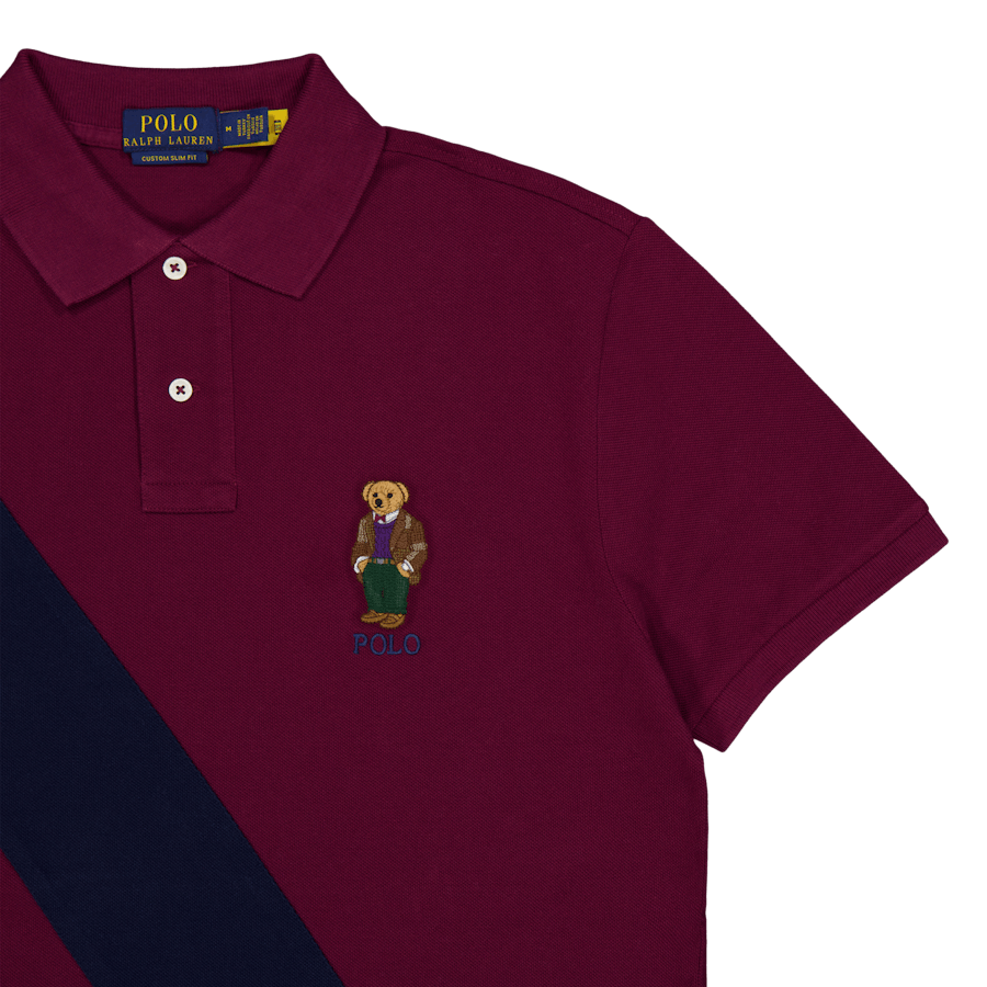 Anpassad Slim Fit Polo Bear Pikétröja Fa23 Cls Vita/Krasa Marinblå Hjärtbjörn