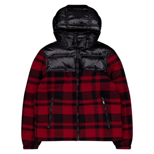 Water-Repellent Hybrid Down Jacket Polo Black/Holiday Check