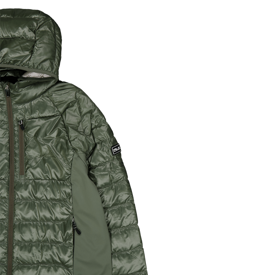 Water-Repellent Hybrid Down Jacket Fossil Green
