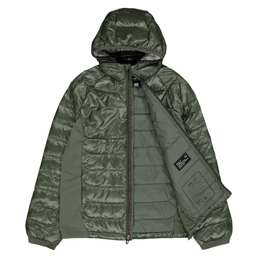 Water-Repellent Hybrid Down Jacket Fossil Green