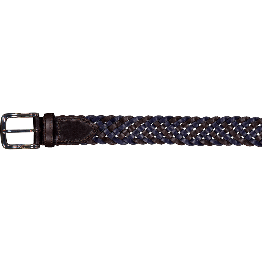 Braided Leather Belt Navy / Dark Brown