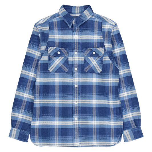 Classic Fit Plaid Flannel Workshirt Blue / Cream Multi