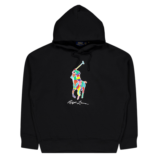 Big Fit Big Pony Fleece Hoodie Polo Black