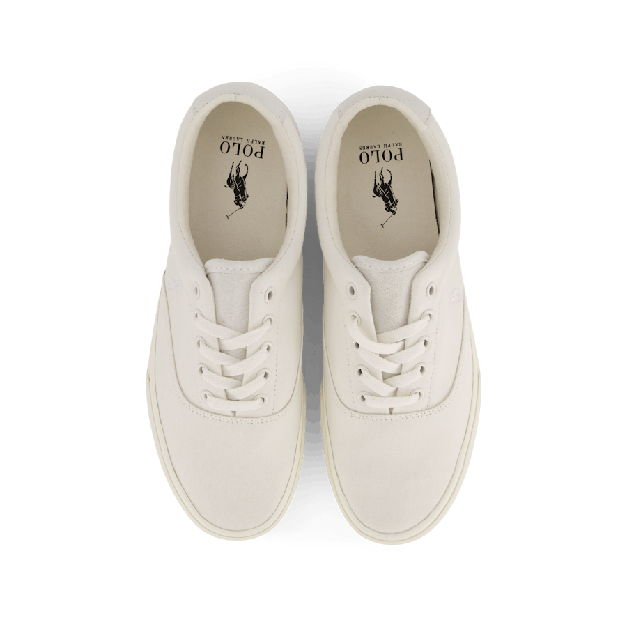 Keaton Suede-Trim Canvas Sneaker Prchmt Crm