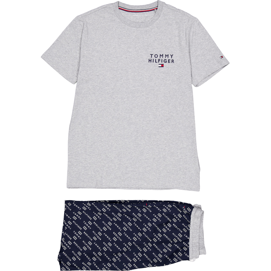 Ss Woven Pj Set Drawstring Diagonal Logo