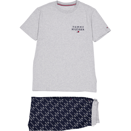 Ss Woven Pj Set Drawstring Diagonal Logo