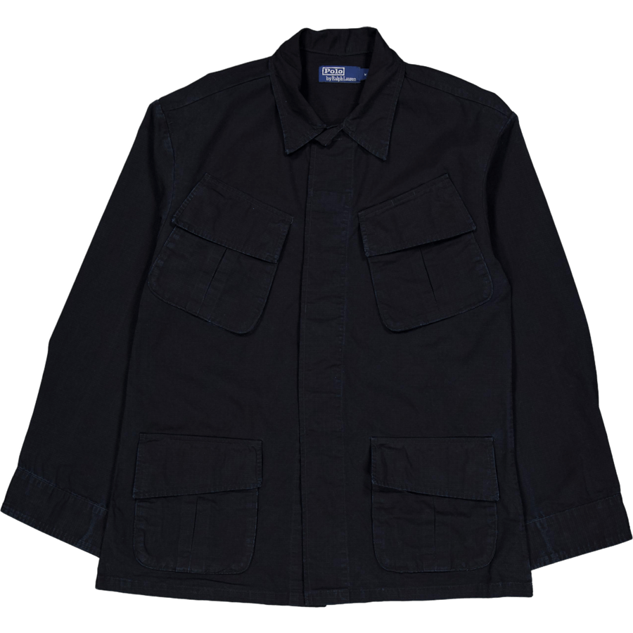 Classic Fit Ripstop Utility-skjorta, svart