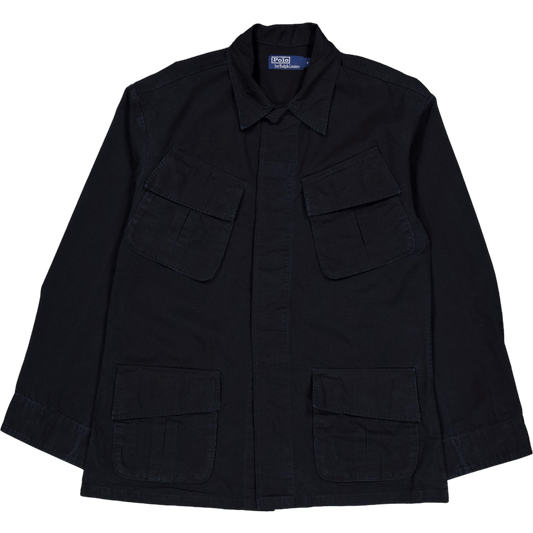 Classic Fit Ripstop Utility-skjorta, svart