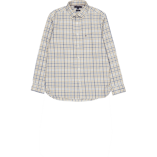 Brushed Linen Gingham Rf Shirt White