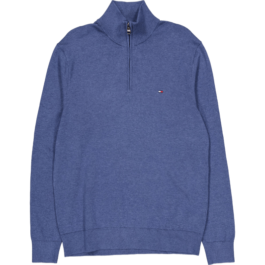 Essential Cotton Zip Mock Blue